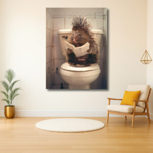 Egel met de krant op het toilet