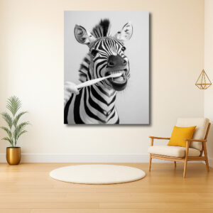 Zebra krijgt tandenpoetsbeurt