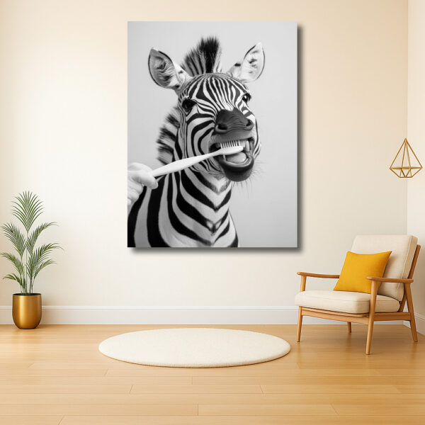 Zebra krijgt tandenpoetsbeurt