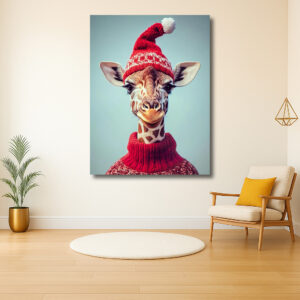 Giraffe in feestelijke kerstmuts