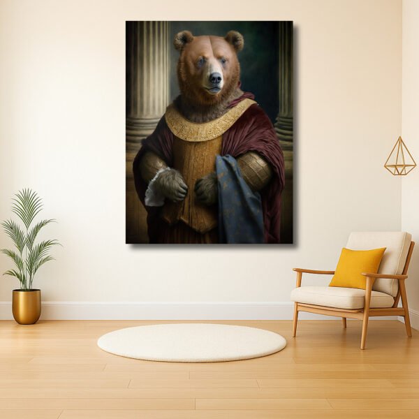 Portret van een beer in koninklijke kledij