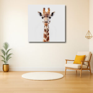 Stijlvolle giraffeportret tegen een witte achtergrond