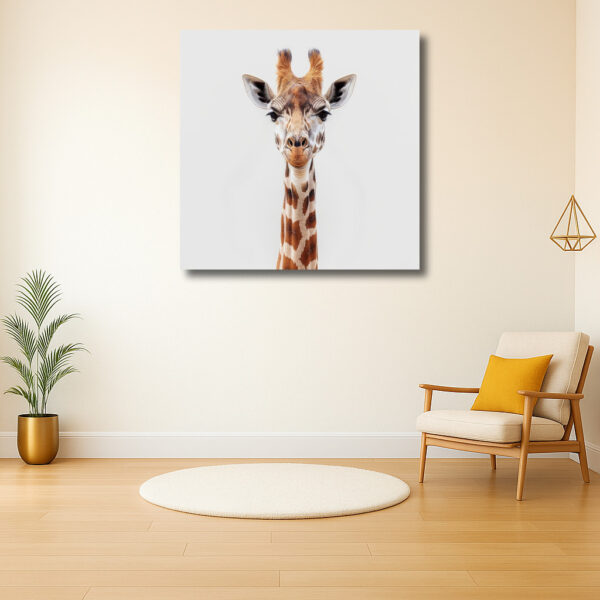 Stijlvolle giraffeportret tegen een witte achtergrond