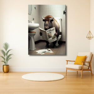 Wisent leest krant op toilet