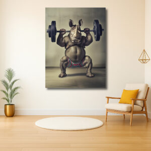 Krachtige neushoorn met halter