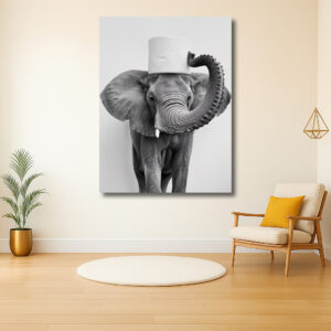 Olifant met ongewoon hoofddeksel