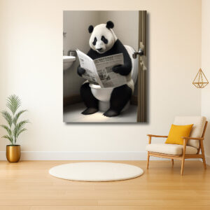 Panda op Toilet met Krant