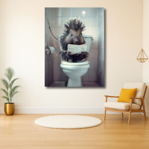 Egel met krant op toilet