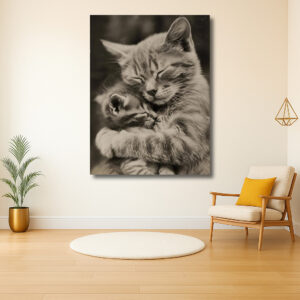 Knuffelende katten in serene rust