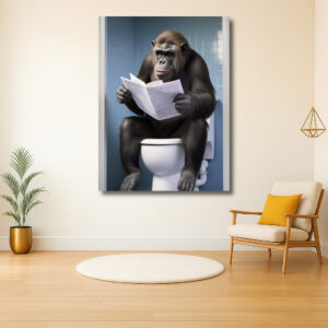 Aap Leest Krant op Toilet