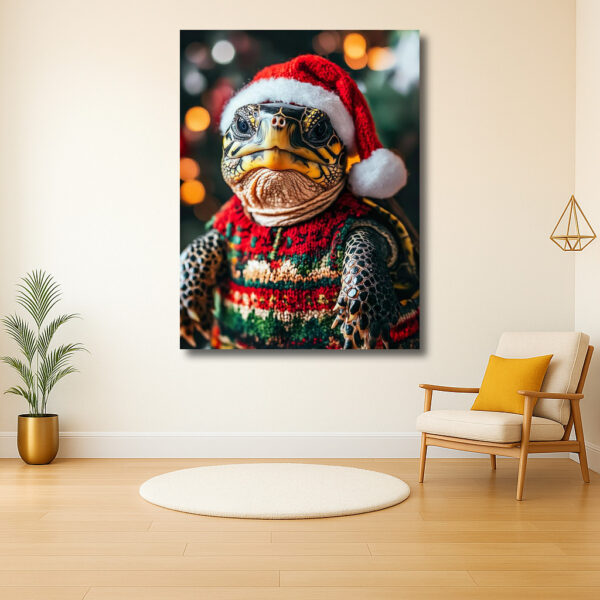 Feestelijke schildpad in kersttrui