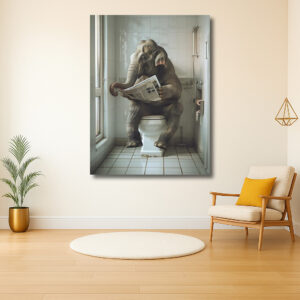 Olifant op het Toilet met Krant