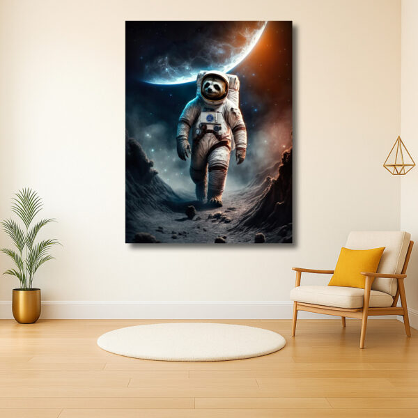 Luiaard astronaut op maanwandeling