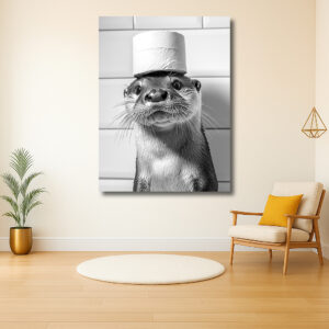 Otter met toiletrol als hoed