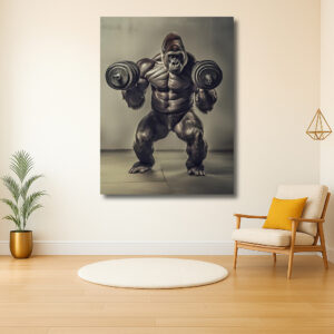 Krachtige gorilla met halters