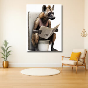 Hyena op het Toilet met Krant