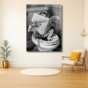 Kikker leest krant op toilet