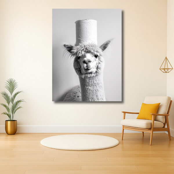 Alpaca met een grapjas stempel