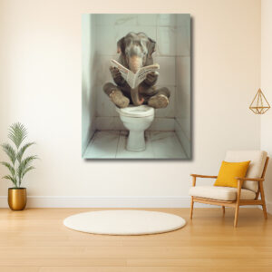 Olifant leest krant op toilet