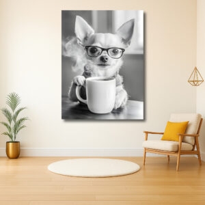 Chihuahua Met Bril En Koffiemok