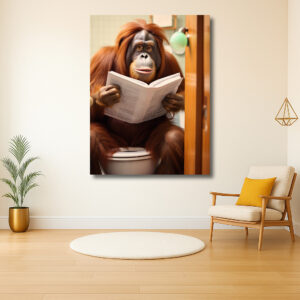 Reflecties van een orang-oetan in de badkamer