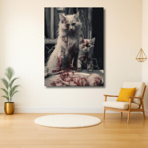 Verontrustend Tafereel met Twee Katten