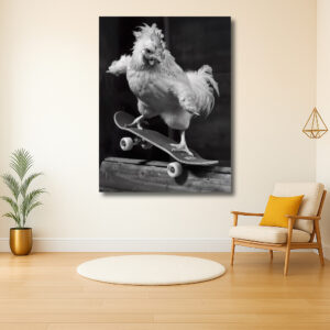 Avontuurlijke Kip op een Skateboard
