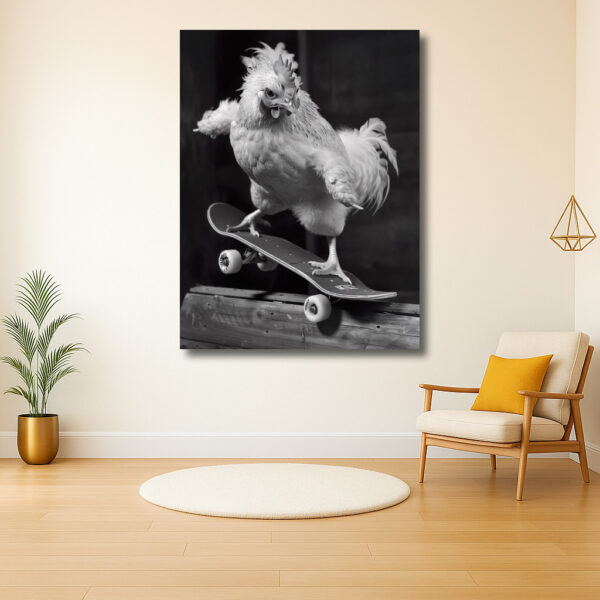 Avontuurlijke Kip op een Skateboard