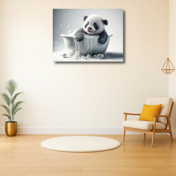 Speelse panda in schuimbad