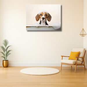 Schattige puppy in bad met schuim