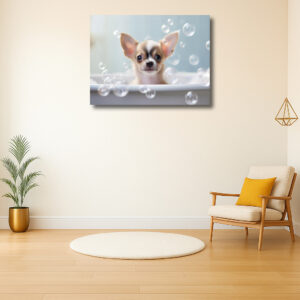 Schattige puppy met zeepbellen