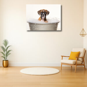 Schattige pup met bubbelbad