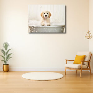 Schattige puppy in bubbels