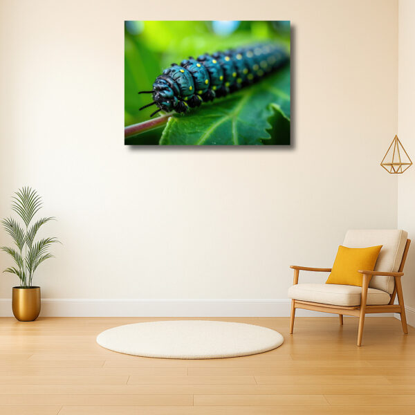 Kleurrijke rups op groen blad