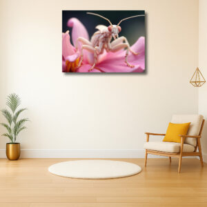Praying Mantis op Roze Bloem