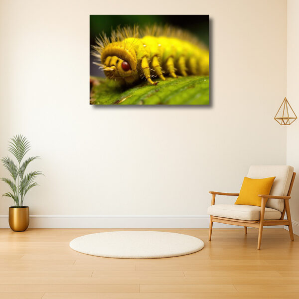 Intens Gekleurde Rups op Groen Blad