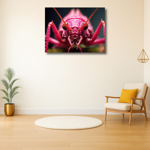 Intens roze sprinkhaanportret