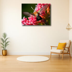 Vlinder zwevend boven kleurrijke bloemen