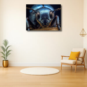 Macroblik op een blauwe kever