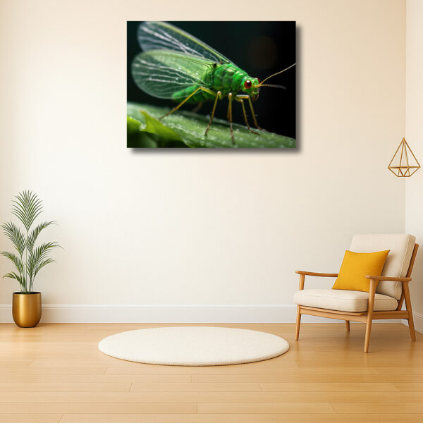 Gedetailleerde macro-opname van een groene insect